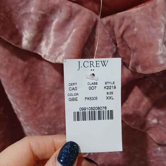 NWT J. Crew Pink Velvet Ruffle Cami Top PAjustable Straps V Neck Size 2XL - Picture 3 of 5